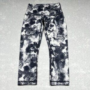 Lululemon Leggings 6 Black Dusty Mauve Wunder Under Crop Hi Rise Obscured